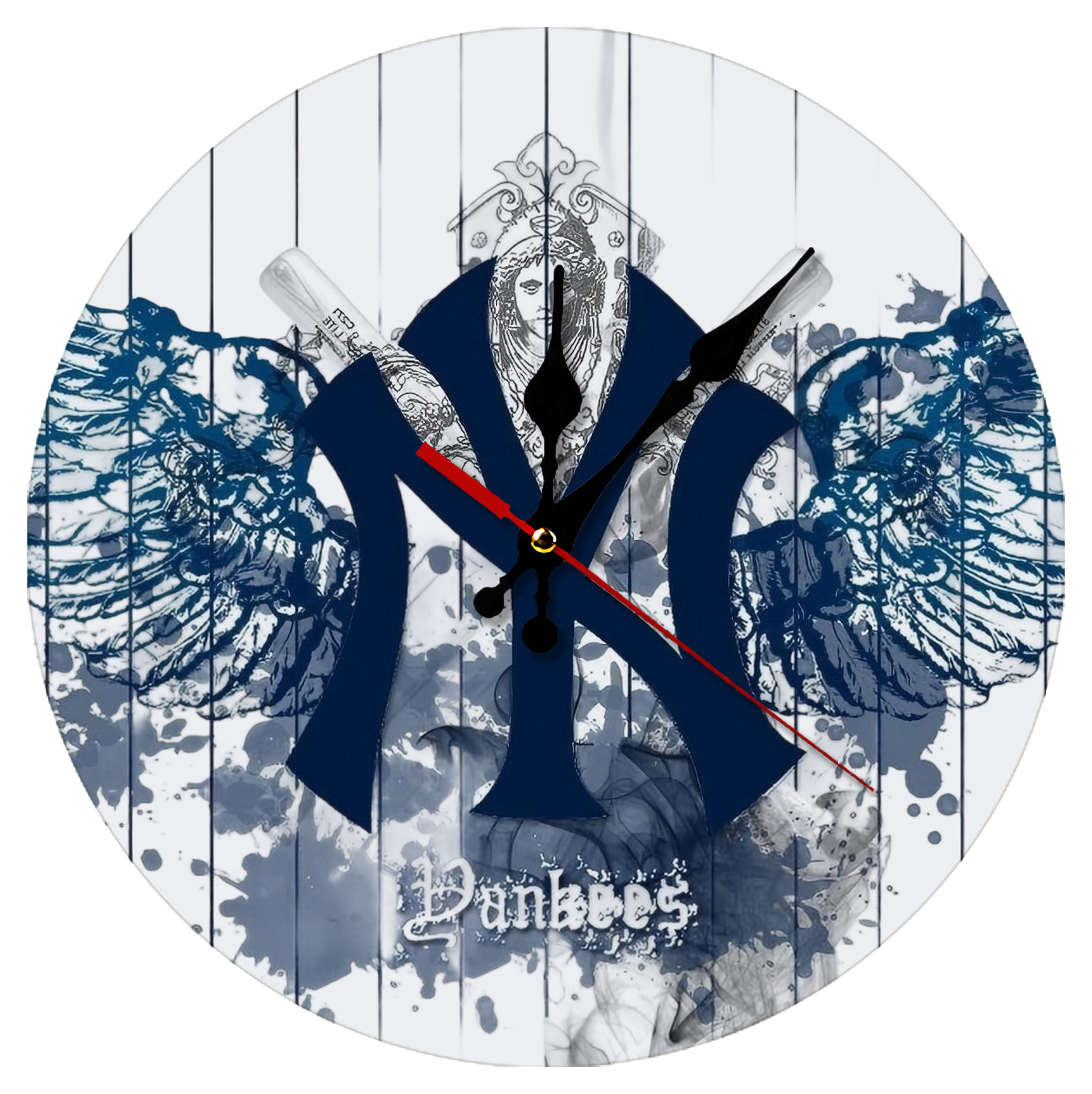 New York Yankees 293 Silent Round Wall Clock – Modern & Stylish DIY Design, Durable Wood Construction, Easy To Install – Perfect For Office, Bedroom, Living Room, And More